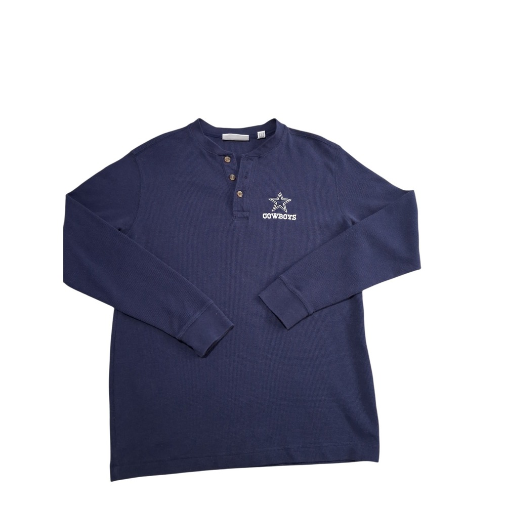 Dallas Cowboys Maverick Thermal Henley Mens size Large Embroidered Logo T-Shirt